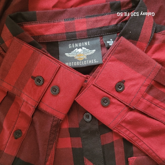 EUC - Harley Davidson Womens Red and Black Plaid Button Up - Picture 5 of 7